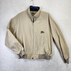 Vintage Swingster Dekalb Seed Bomber Jacket Mens XL Tan Made in USA Full Zip